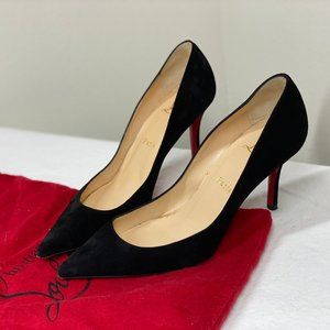 Christian Louboutin suede so kate 120 black pumps